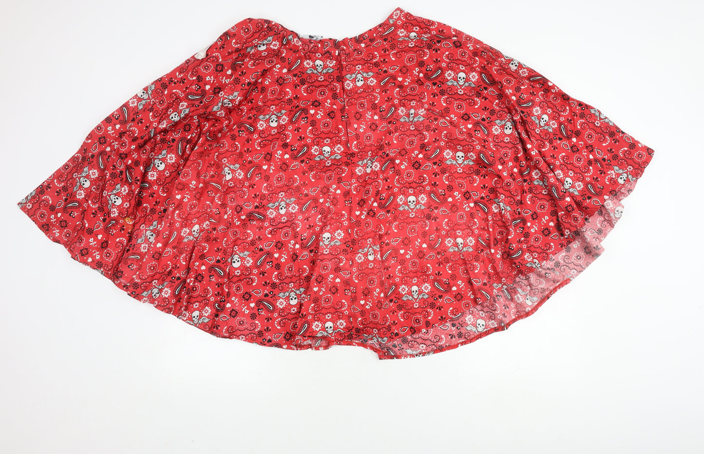 Hell Bunny Red Paisley Button Skirt L Women's