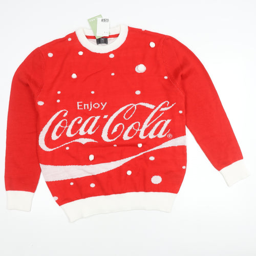 H&M Men's Red Coca-Cola Pullover Jumper M