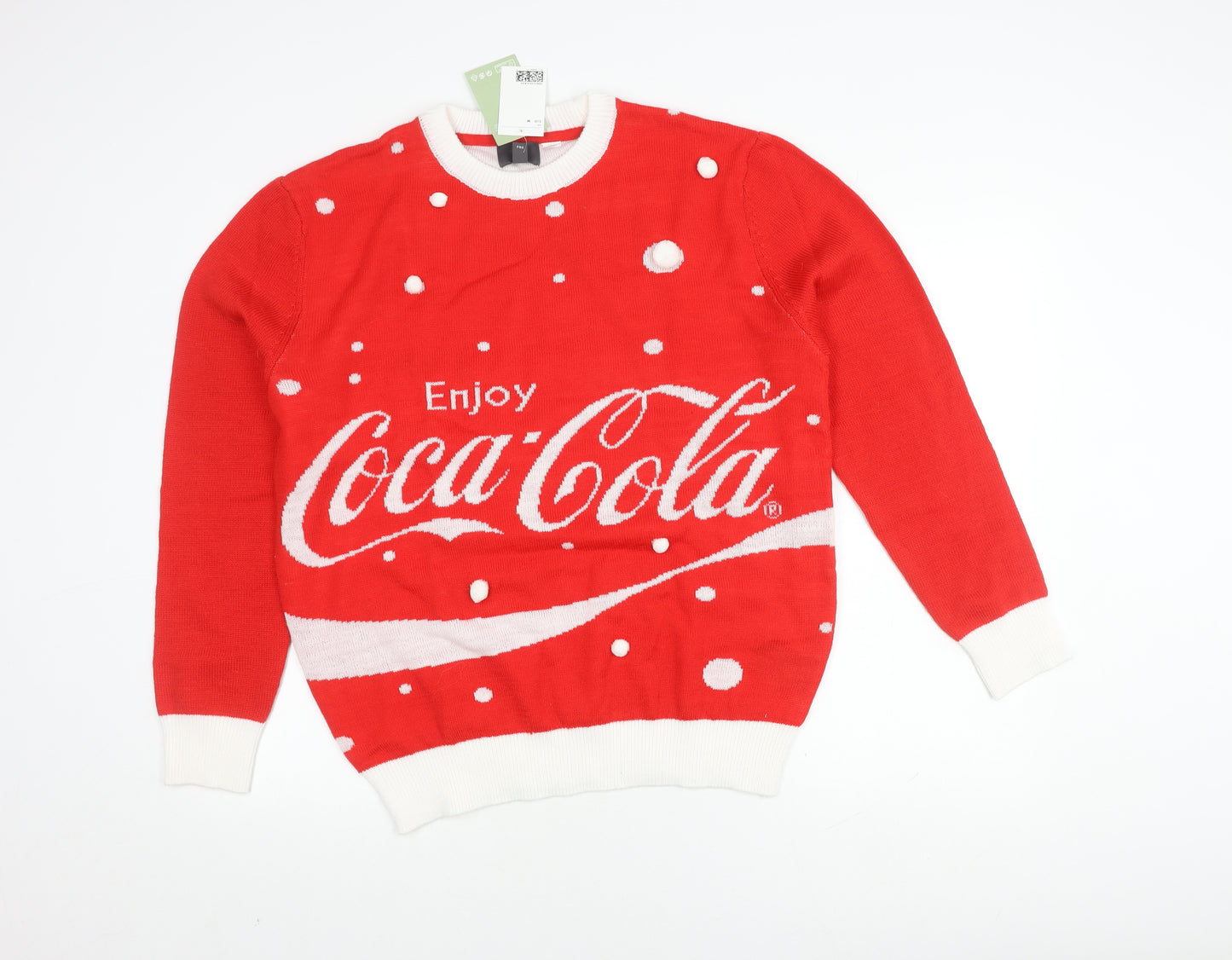 H&M Men's Red Coca-Cola Pullover Jumper M
