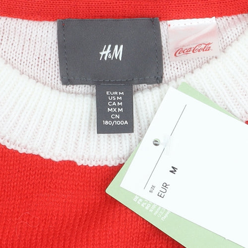 H&M Men's Red Coca-Cola Pullover Jumper M
