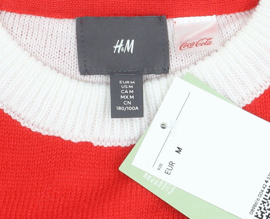 H&M Men's Red Coca-Cola Pullover Jumper M