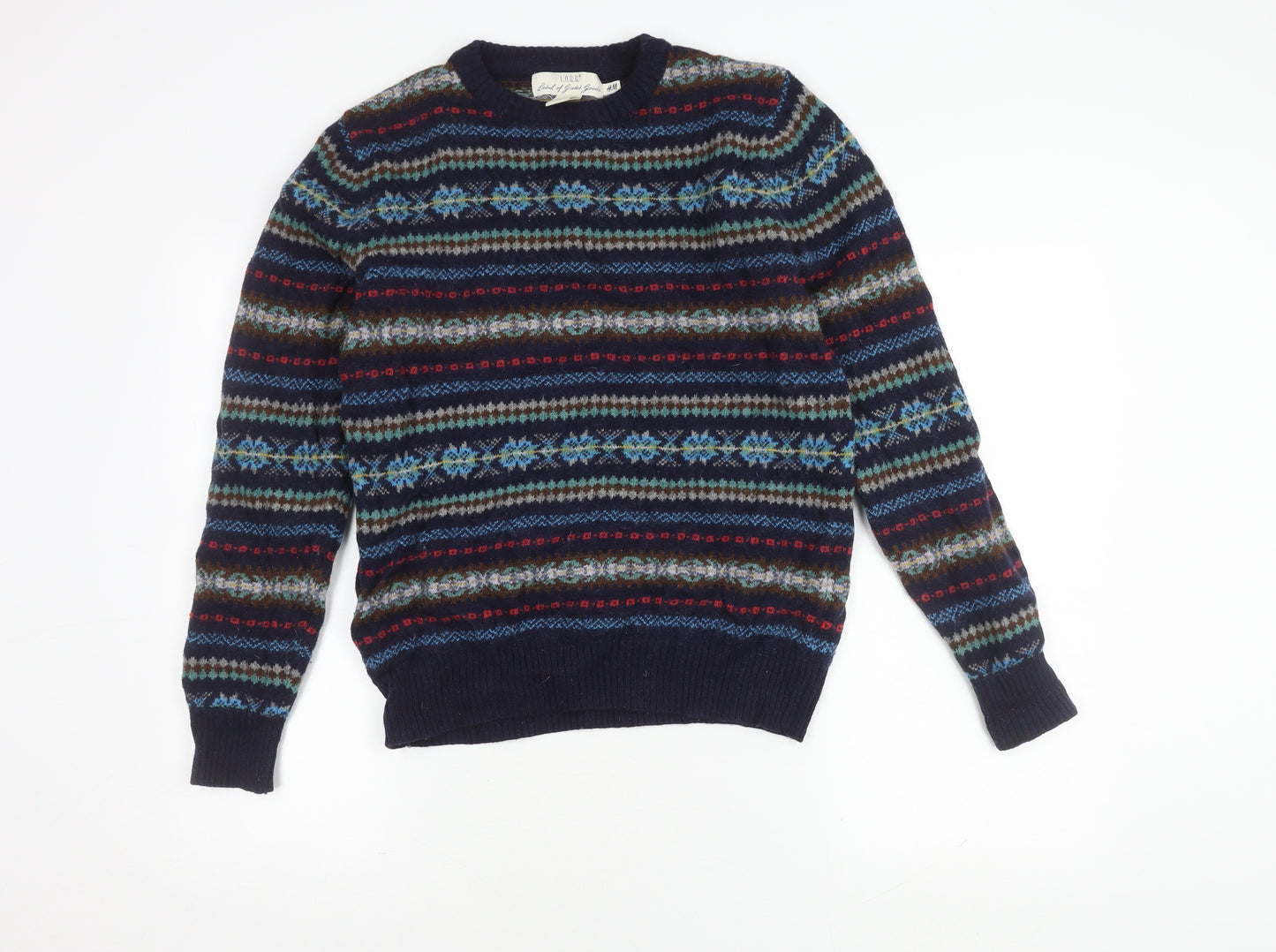 H&M Men's Multicoloured Fair Isle Pullover Jumper M
