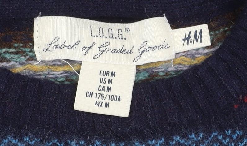 H&M Men's Multicoloured Fair Isle Pullover Jumper M