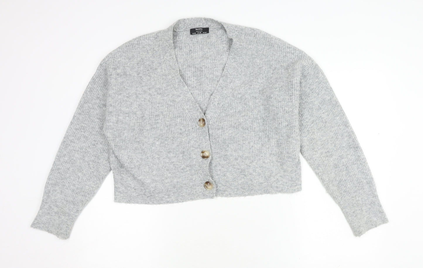 Bershka Women's Grey XS V-Neck Cardigan Knit