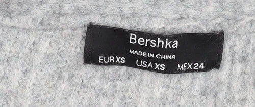 Bershka Women's Grey XS V-Neck Cardigan Knit