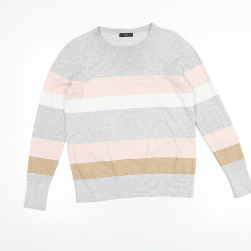 M&Co Women's Grey Striped Jumper Pullover Size 10