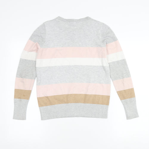 M&Co Women's Grey Striped Jumper Pullover Size 10