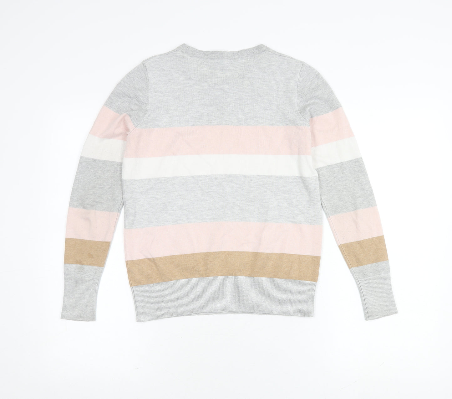 M&Co Women's Grey Striped Jumper Pullover Size 10