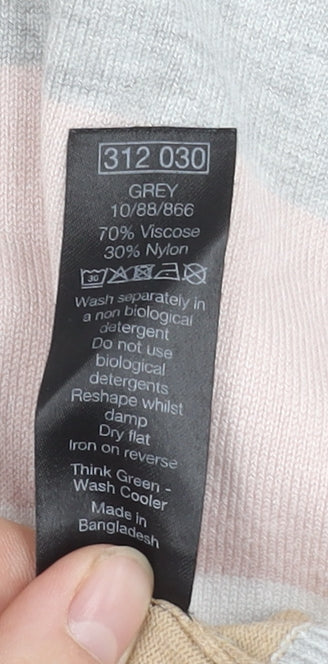 M&Co Women's Grey Striped Jumper Pullover Size 10