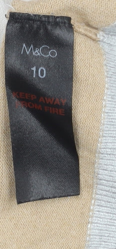 M&Co Women's Grey Striped Jumper Pullover Size 10