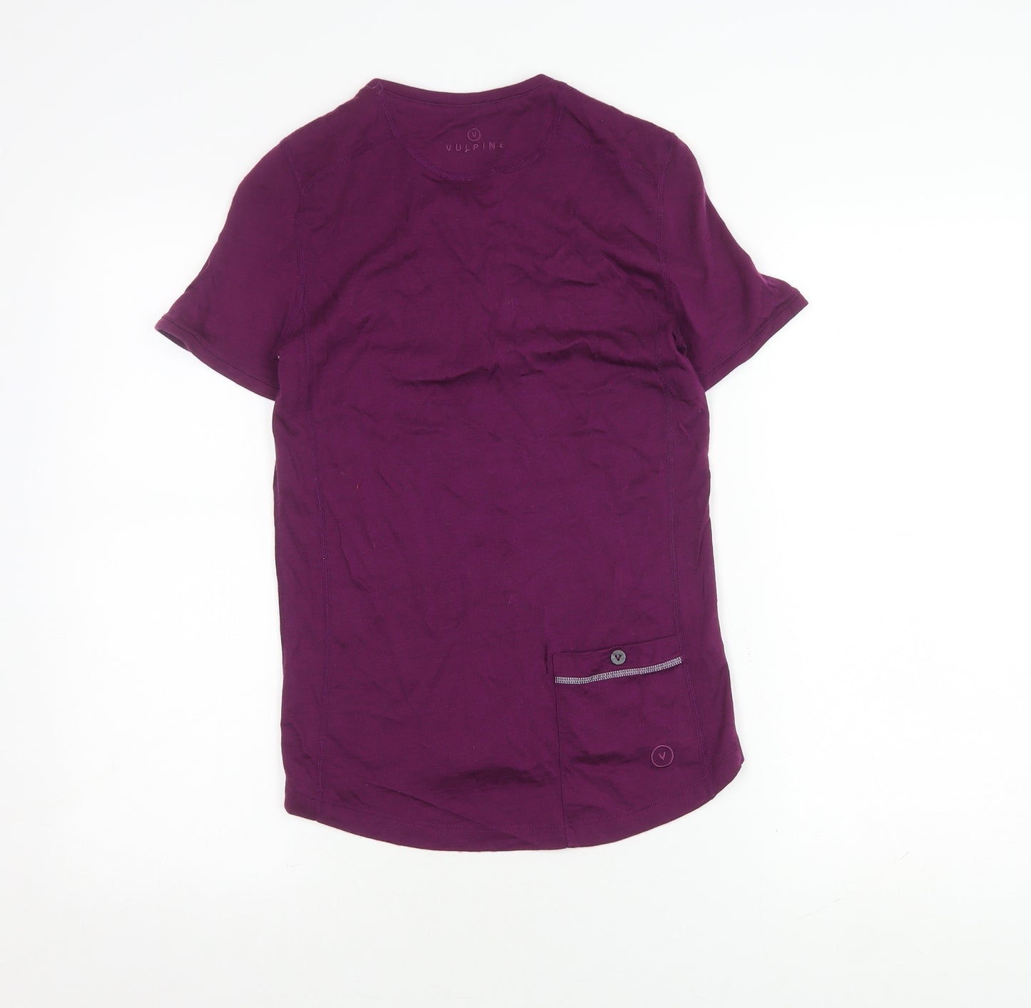 Vulpine Women's Purple Merino T-Shirt, S, Button Accent