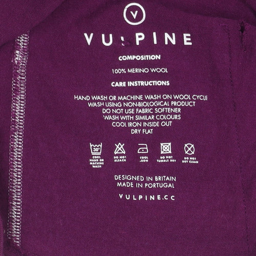 Vulpine Women's Purple Merino T-Shirt, S, Button Accent