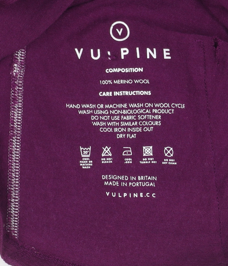 Vulpine Women's Purple Merino T-Shirt, S, Button Accent