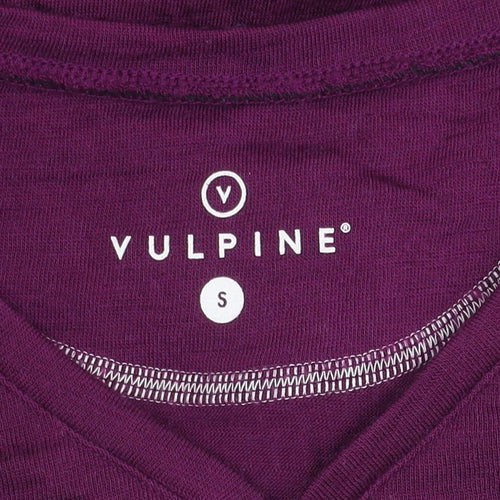 Vulpine Women's Purple Merino T-Shirt, S, Button Accent