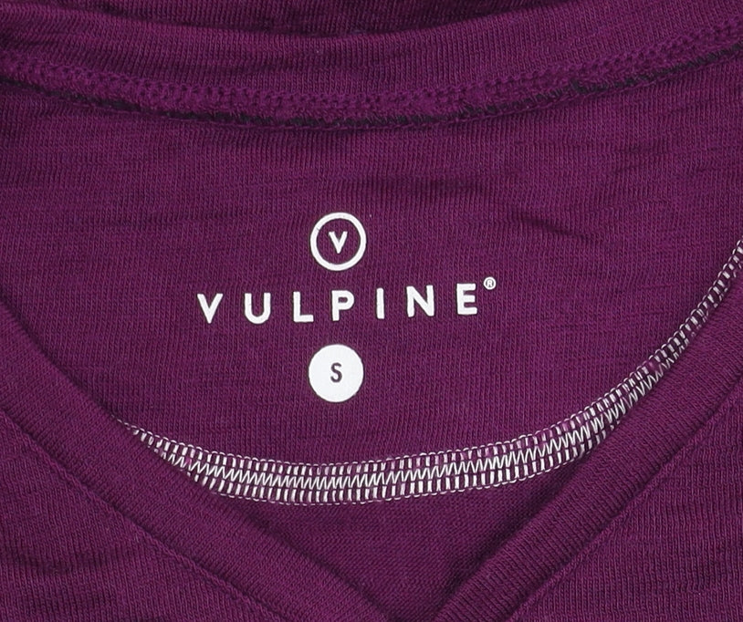 Vulpine Women's Purple Merino T-Shirt, S, Button Accent