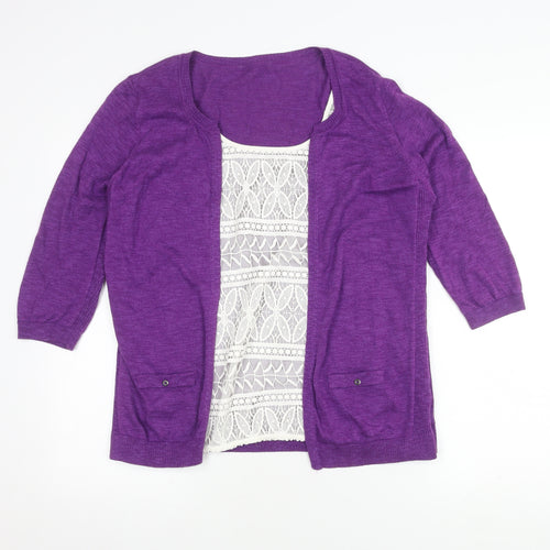 Marks and Spencer Women's Purple Cardigan Size 16