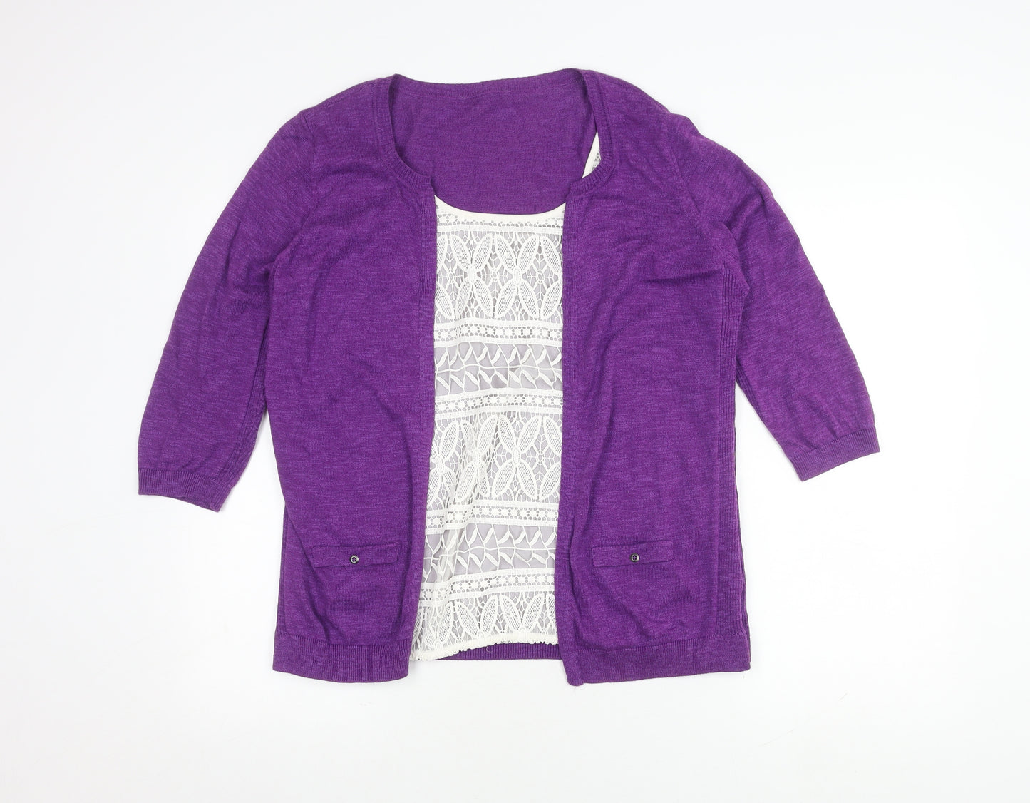 Marks and Spencer Women's Purple Cardigan Size 16