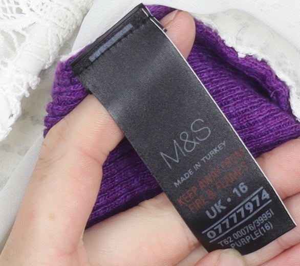 Marks and Spencer Women's Purple Cardigan Size 16