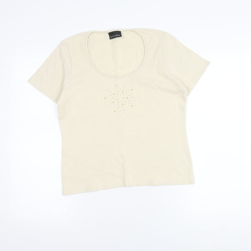 Principles Women's Beige Scoop Neck T-Shirt Size 14