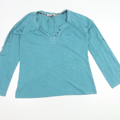 Mudd & Water Women's Blue Cotton Henley Long Sleeve T-Shirt