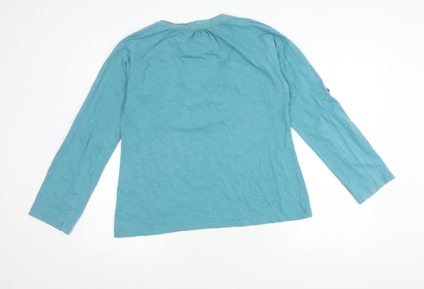 Mudd & Water Women's Blue Cotton Henley Long Sleeve T-Shirt