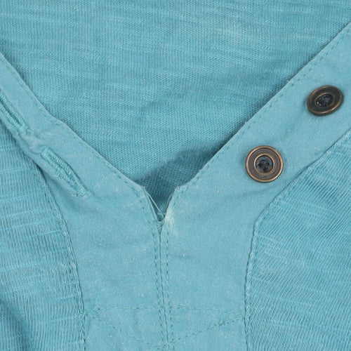 Mudd & Water Women's Blue Cotton Henley Long Sleeve T-Shirt