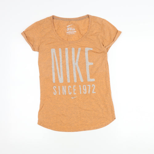 Nike Orange Women's Slim Fit T-Shirt, S, Casual Style