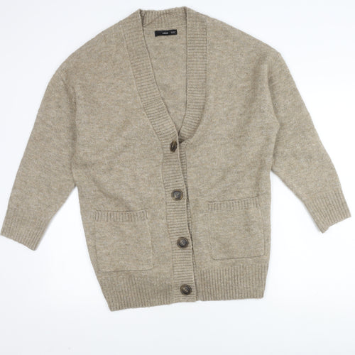 MNG Unisex Beige XS Knit Cardigan