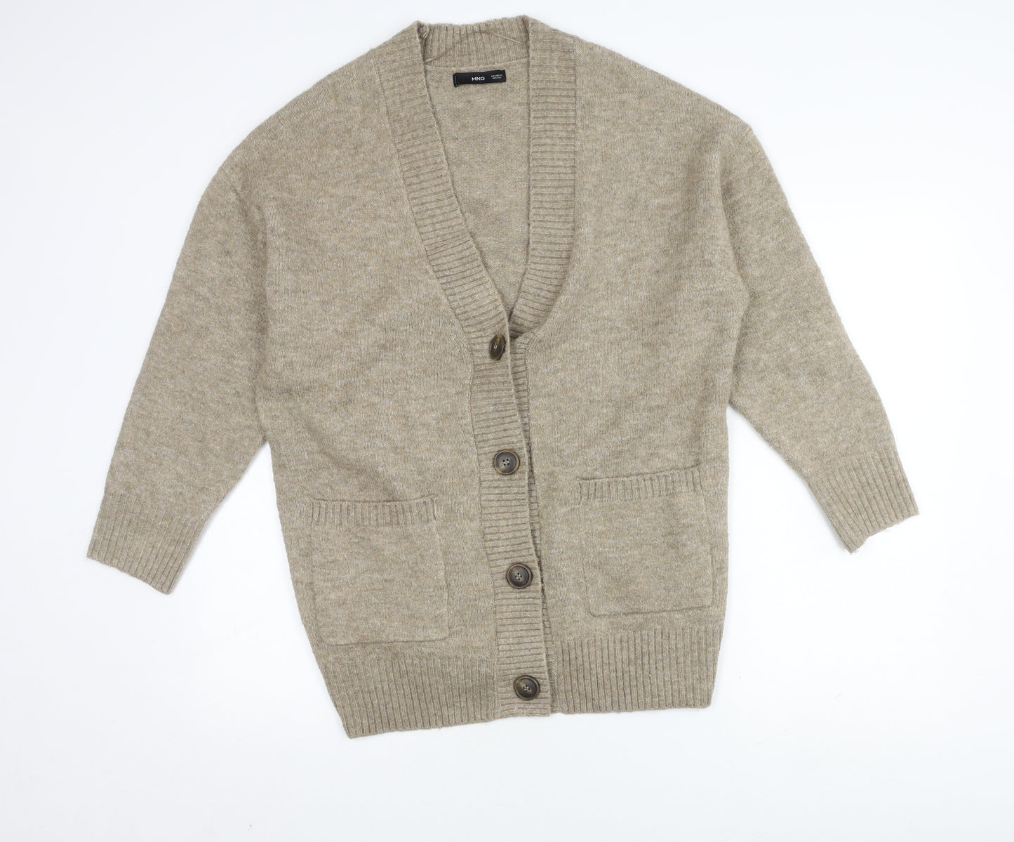 MNG Unisex Beige XS Knit Cardigan