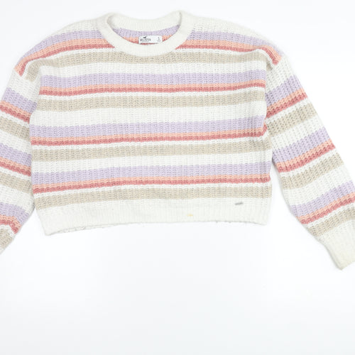 Hollister Women's Multicoloured Striped Pullover Jumper S