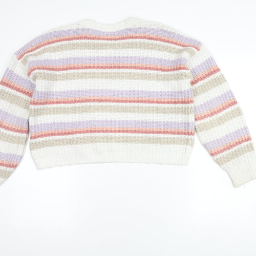 Hollister Women's Multicoloured Striped Pullover Jumper S