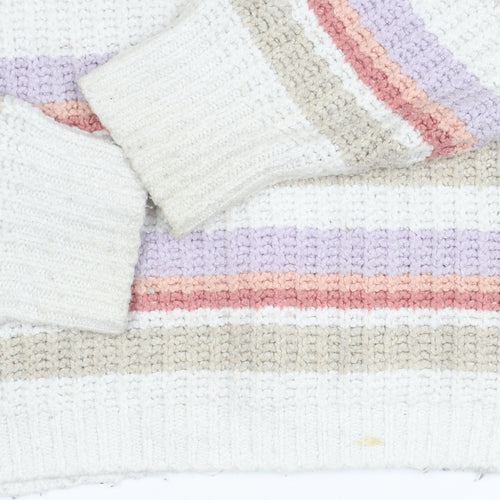 Hollister Women's Multicoloured Striped Pullover Jumper S