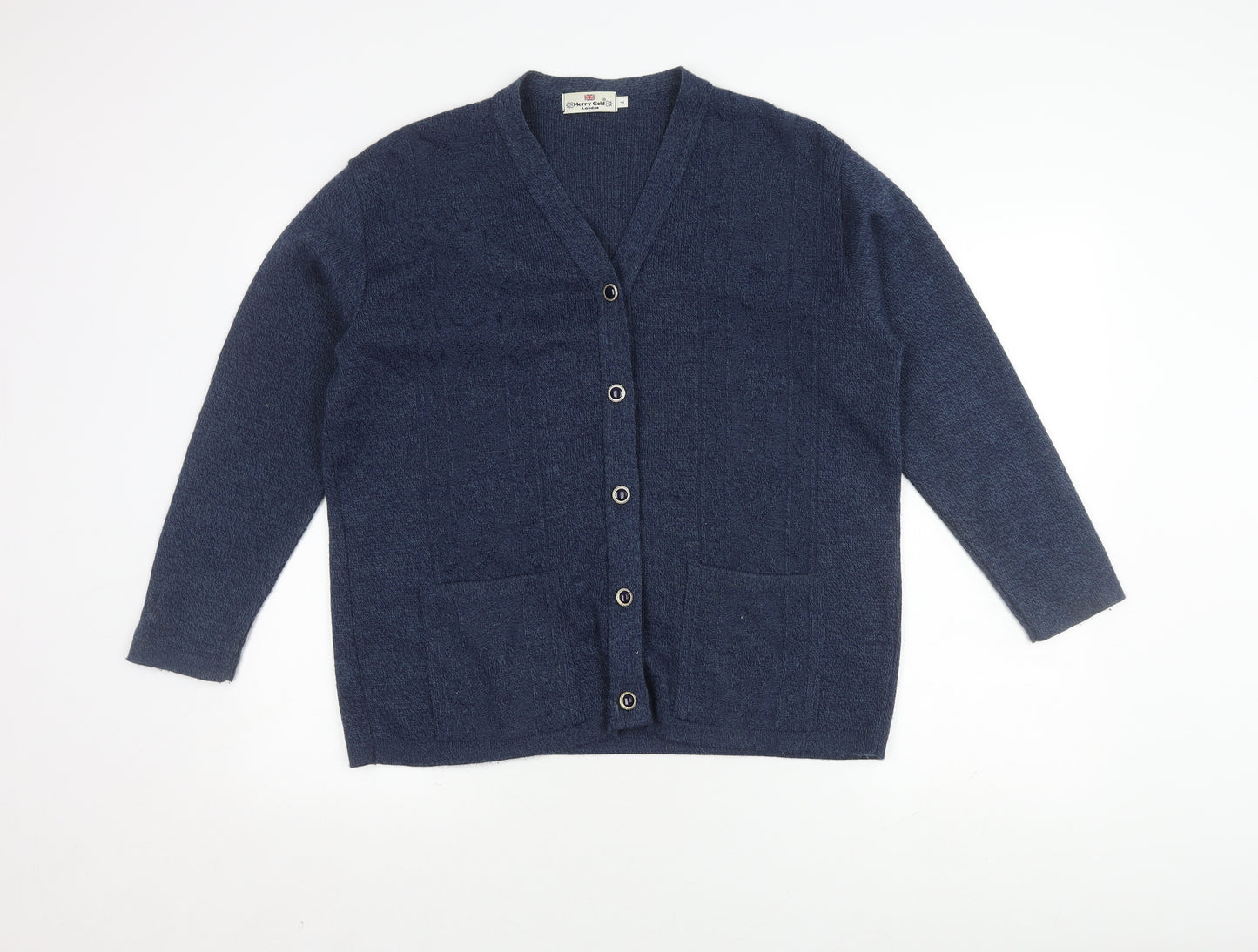 Merry Gold London Women's Blue Cardigan, V-Neck, Size 7XL