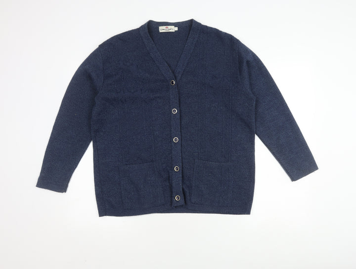 Merry Gold London Women's Blue Cardigan, V-Neck, Size 7XL