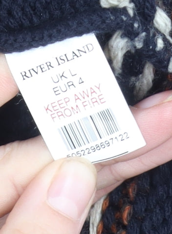 River Island Men's Black L Geometric Knit Cardigan