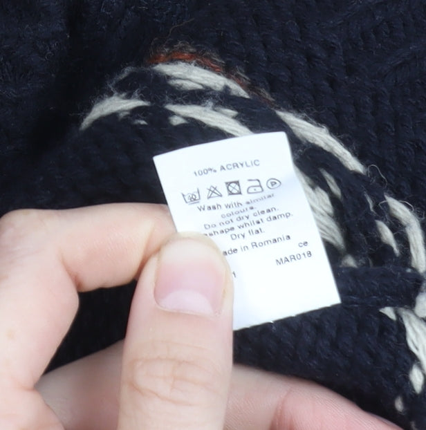 River Island Men's Black L Geometric Knit Cardigan