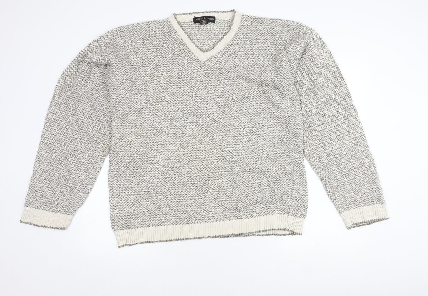 Liberty Sweaters Men's Grey V-Neck Pullover Jumper L
