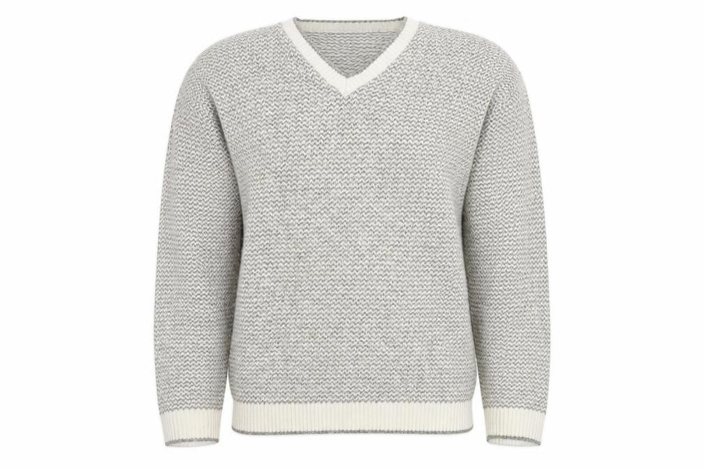Front view of Liberty Sweaters Men's Grey V-Neck jumper L
