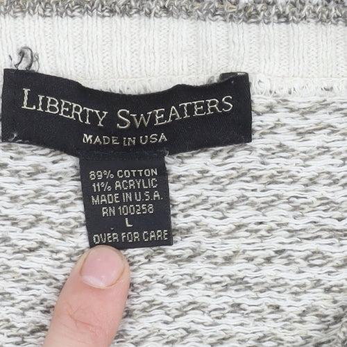 Liberty Sweaters Men's Grey V-Neck Pullover Jumper L