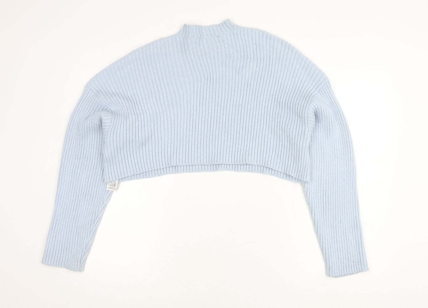 Zara Women's Blue Mock Neck Knit Jumper, Relaxed Fit, Size 12