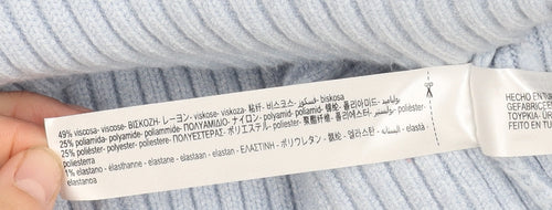 Zara Women's Blue Mock Neck Knit Jumper, Relaxed Fit, Size 12