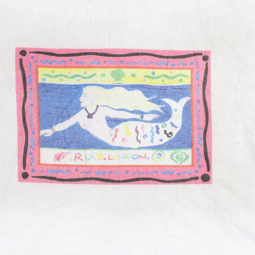Rixo Women's White Crew Neck Mermaid T-Shirt Size 16