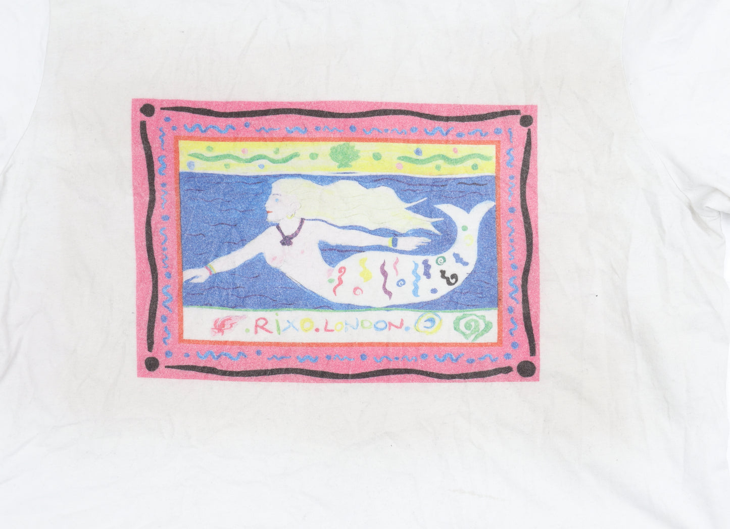 Rixo Women's White Crew Neck Mermaid T-Shirt Size 16
