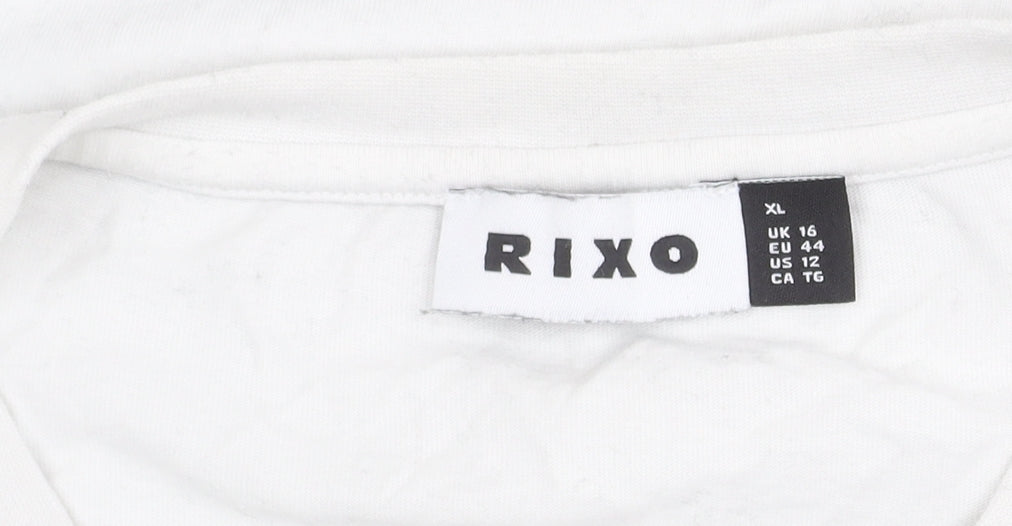 Rixo Women's White Crew Neck Mermaid T-Shirt Size 16