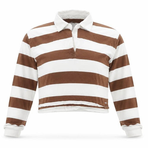 Hollister Women's Brown Striped Cropped Polo XS