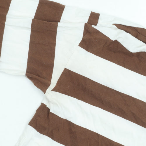 Hollister Women's Brown Striped Cropped Polo XS