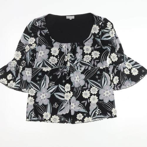Marks and Spencer Women's Black Floral Blouse Size 14