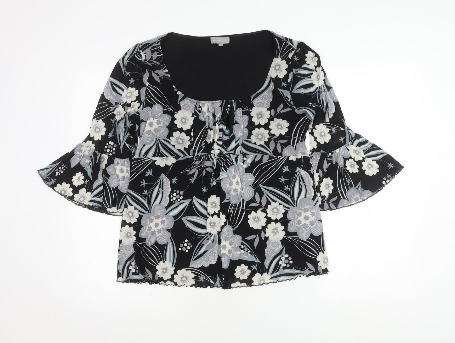 Marks and Spencer Women's Black Floral Blouse Size 14