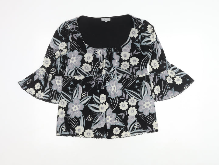 Marks and Spencer Women's Black Floral Blouse Size 14