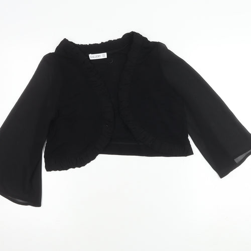 Gallery Women's Black Cropped Top, Size 14, Ruffle Detail